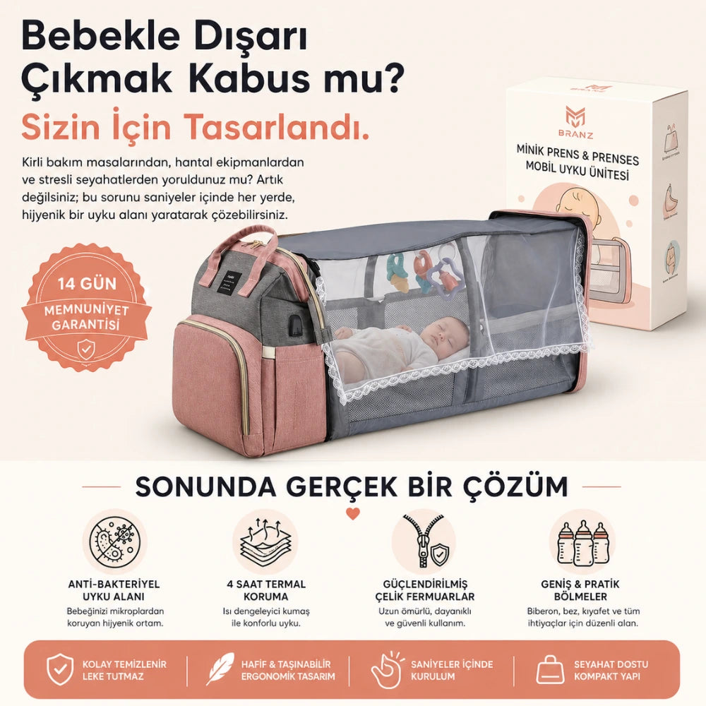 BESTROG 3’ü 1 Arada Bebek Bakım Çantası & Portatif Yatak