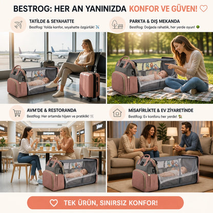 BESTROG 3’ü 1 Arada Bebek Bakım Çantası & Portatif Yatak